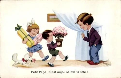 Künstler Ak Patt, J., Gratulanten, Geschenke