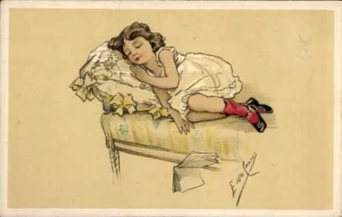 Künstler Ak Cenni, E., Schlafendes Mädchen