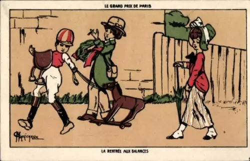 Künstler Ak Kinder, Spielzeug, Jockey