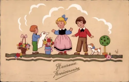 Künstler Ak Glückwunsch Kinder, Geschenke