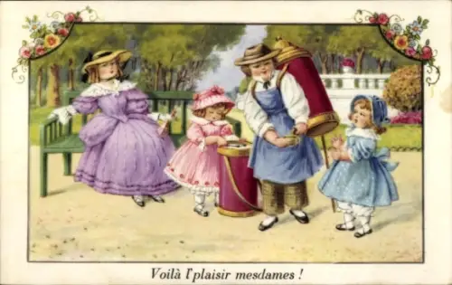 Ak Frau mit Kinder im Park, Händler