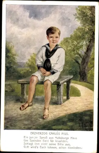 Künstler Ak Erzherzog Carl Pius im Matrosenanzug