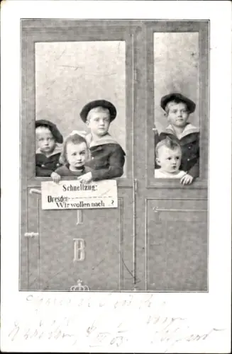 Ak Kinder im Schnellzug, Reise