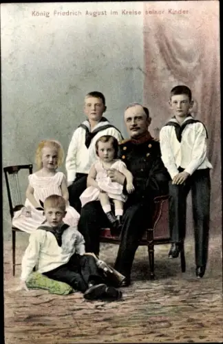 Ak König Friedrich August im Kreise seiner Kinder