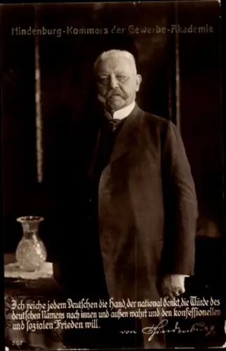 Ak Generalfeldmarschall Paul von Hindenburg, Portrait