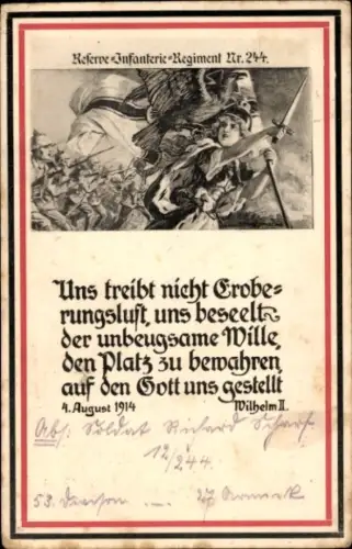 Ak Reserve-Infanterie-Regiment 244, Uns treibt nicht Eroberungslust...