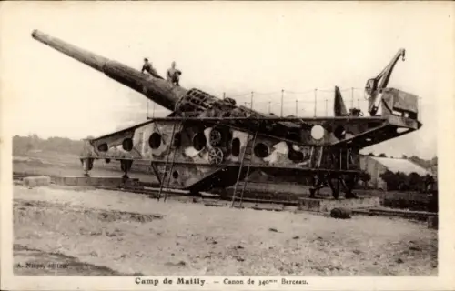 Ak Mailly le Camp Aube, Camp de Mailly, 340mm Berceau Kanone