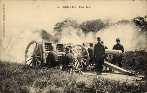 Ak Mailly le Camp Aube, Französisches Geschütz, Soldaten