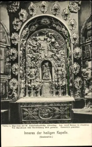Ak Altötting in Oberbayern, Gnadenaltar, reich verziertes Altarrelief, zahlreiche Skulpturen