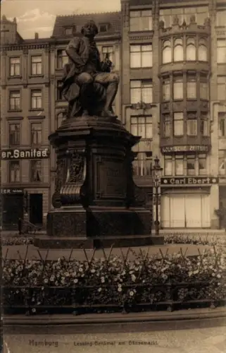 Ak Hamburg Mitte Altstadt, Lessing-Denkmal am Gänsemarkt