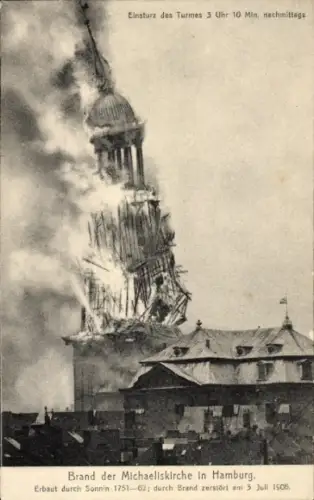 Ak Hamburg Mitte Neustadt, Brand der Michaeliskirche 1906
