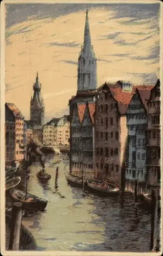 Künstler Ak Hamburg Mitte Altstadt, Deichstraßenfleth