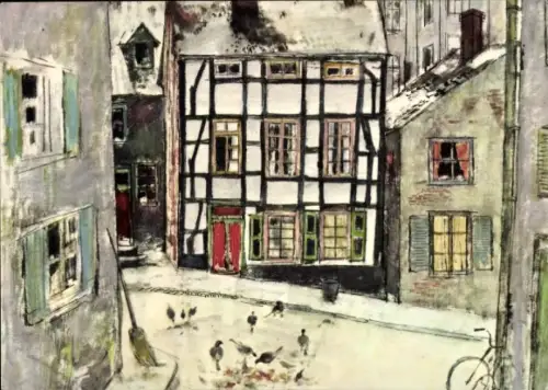 Künstler Ak Steele Essen Nordrhein Westfalen, Straßenszene, Aral Sammelbild