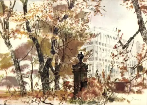 Künstler Ak Bochum im Ruhrgebiet, Hauptverwaltung der BV Aral AG, Ruhestätte Carl Arnold Kortum