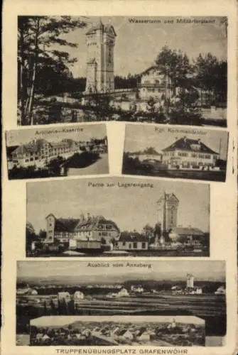 Ak Grafenwöhr in der Oberpfalz Bayern, Truppenübungsplatz, Wasserturm, Annaberg
