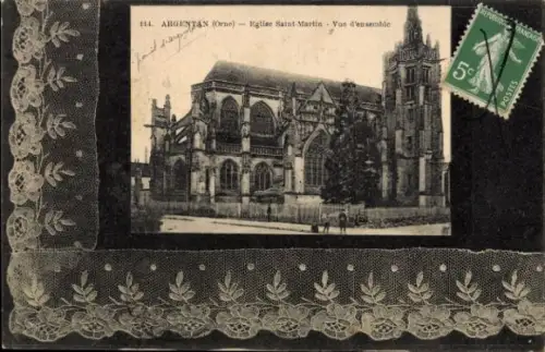 Passepartout Ak Argentan Orne, Saint-Martin Kirche