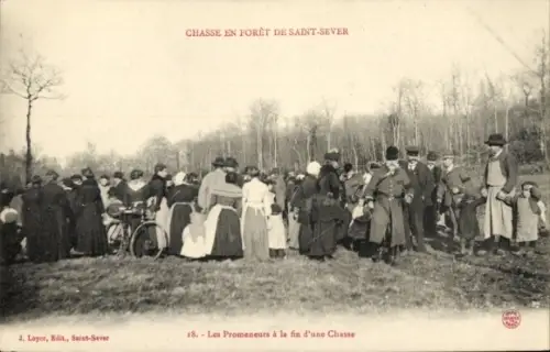 Ak Calvados, Chasse en Foret de Saint Sever, Les Promeneurs
