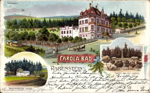 Litho Rabenstein Chemnitz in Sachsen, Carola-Bad, Waldwärter-Haus