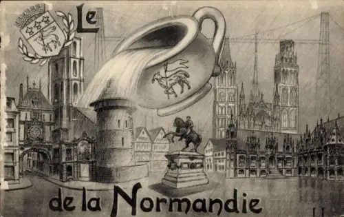 Ak Rouen Seine Maritime, Der Nachttopf der Normandie, Stadt im Regen