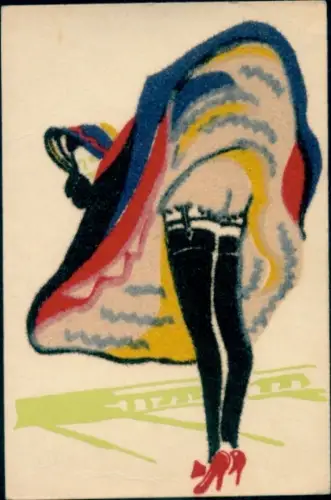 Material Ak Frau in Tanzkleid, Po, Strümpfe