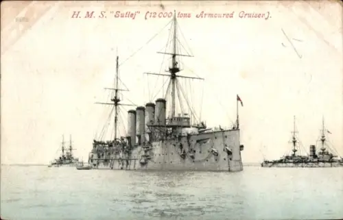 Ak Britisches Kriegsschiff H.M.S. Sutlej
