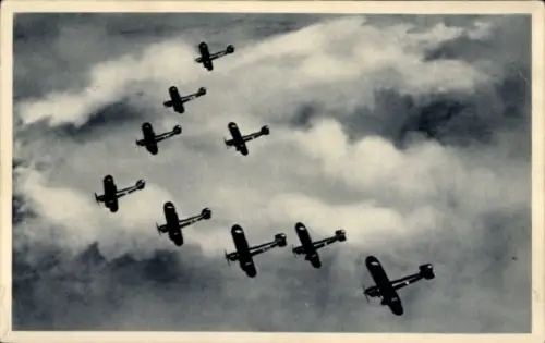 Ak Tschechische Militärflugzeuge, Formationsflug