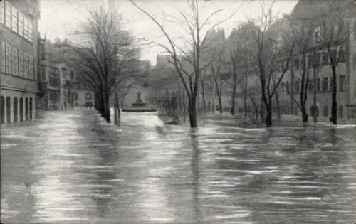 Ak Nürnberg in Mittelfranken Bayern, Maxplatz, Hochwasser 05.02.1909