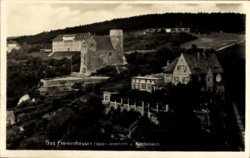 Ak Bad Frankenhausen am Kyffhäuser Thüringen, Berghang mit Turm, Kinderheim, terrassierte Gärten,