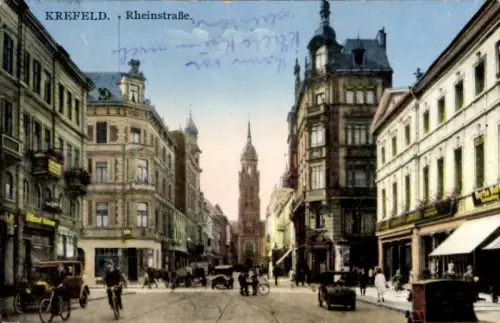Ak Krefeld am Niederrhein, Rheinstraße