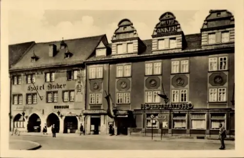 Ak Saalfeld Saale Thüringen, Gesamtansicht des HO Hotels Anker,Gaststätte,Konsum