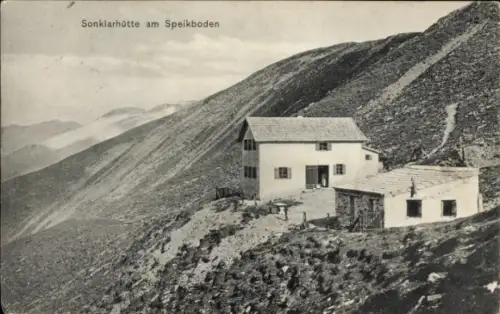 Ak Campo Tures Sand in Taufers Südtirol Italien, Sonnklarhütte am Speikboden