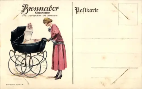 Ak Brennabor Kinderwagen, Reklame