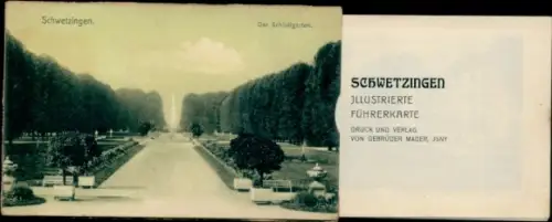 Leporello Ak Schwetzingen in Baden, Schlossgarten, Illustrierte Führerkarte
