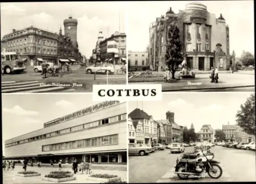 Ak Cottbus in der Niederlausitz, Ernst-Thälmann-Platz, Theater, Altmarkt