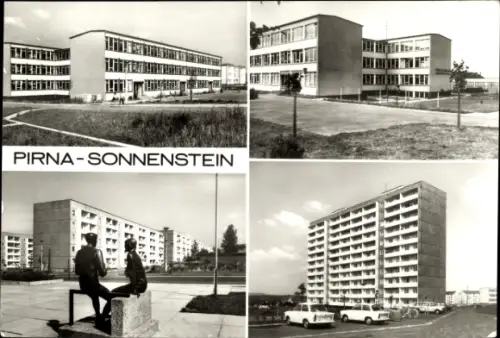 Ak Pirna in Sachsen, Sonnenstein, Neubaugebiet, Fritz Ehrlich Oberschule, Häuserblocks