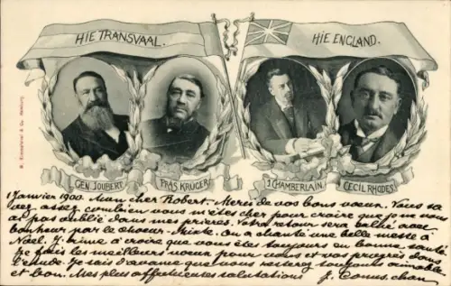 Ak Burenkrieg, Transvaal, England, Gen. Joubert, Präsident Kruger, J. Chamberlain, Cecil Rhodes