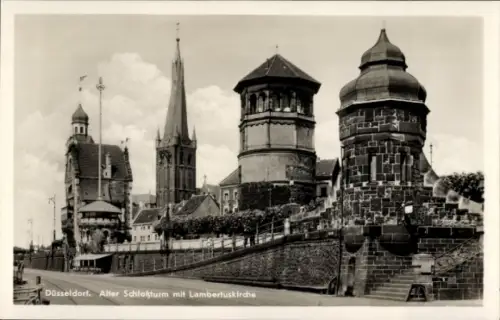 Ak Düsseldorf am Rhein, Alter Schlossturm, Lambertuskirche