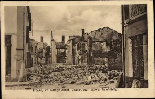 Ak Étain Meuse, Ruinen, Kriegszerstörungen, I. WK