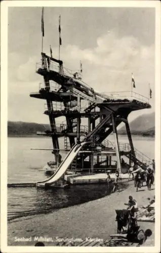 Ak Millstatt am See Kärnten, Seebad, Sprungturm