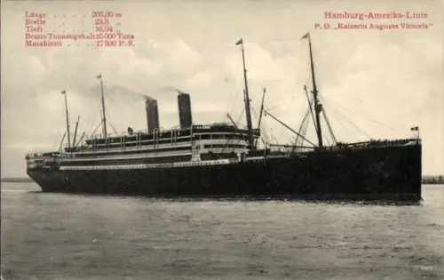 Ak Dampfer Kaiserin Auguste Victoria, HAPAG