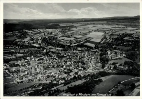 Ak Königsbach Stein (bei Pforzheim) in Baden, Luftaufnahme von Königsbach, ländliche Umgebung, Ge