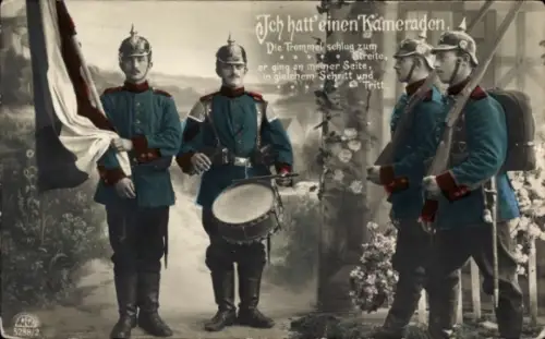 Ak Ich hatt' einen Kameraden, Die Trommel schlug zum Streite, Uniformen, Pickelhauben