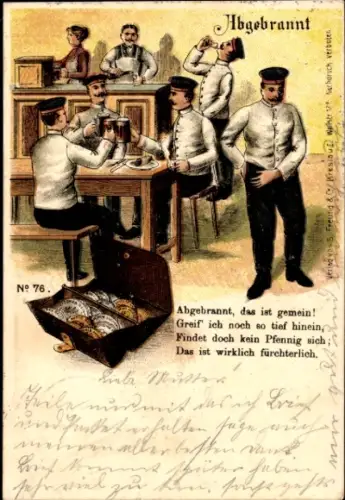 Ak Deutsche Soldaten, Abgebrannt, das ist gemein...