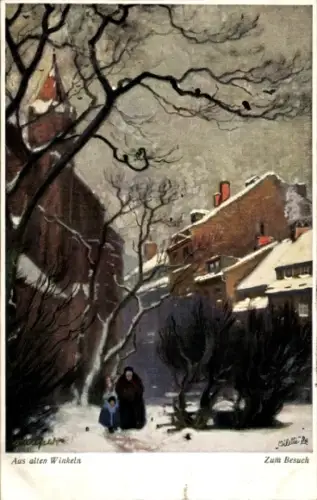 Künstler Ak Berlin Mitte, Partie an der Nicolaikirche 