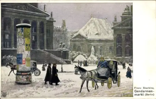 Künstler Ak Skarbina, Franz, Berlin, Gendarmenmarkt, Kutsche, Winter