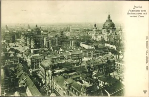 Ak Berlin Mitte, Panorama vom Rathausturm mit neuem Dom