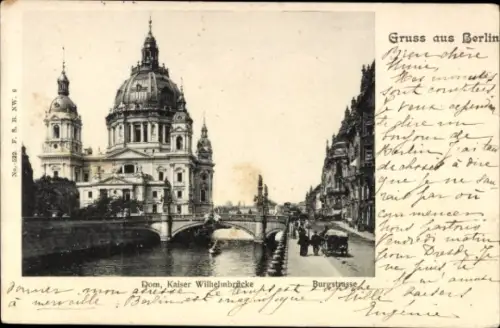 Ak Berlin Mitte, Dom, Kaiser Wilhelmbrücke, Burgstraße