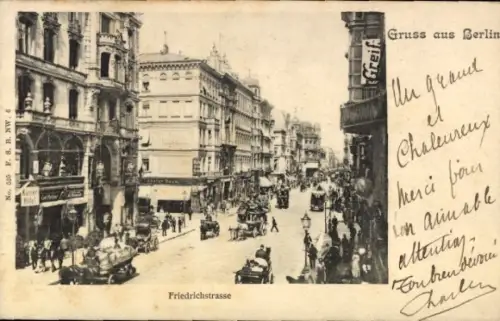 Ak Berlin Mitte, Friedrichstraße, Geschäfte, Kutsche