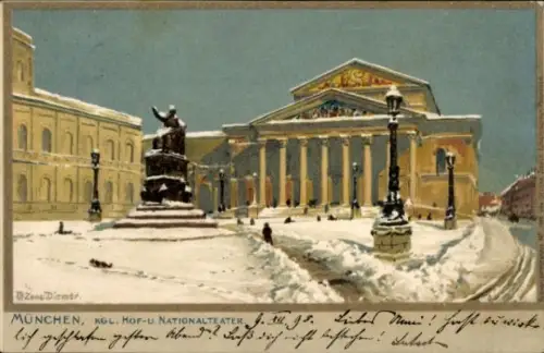 Künstler Litho Diemer, Zeno, München Bayern, Hof- und Nationaltheater