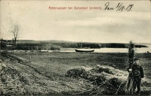 Ak Ückeritz auf Usedom in Mecklenburg Vorpommern, Blick auf das Achterwasser